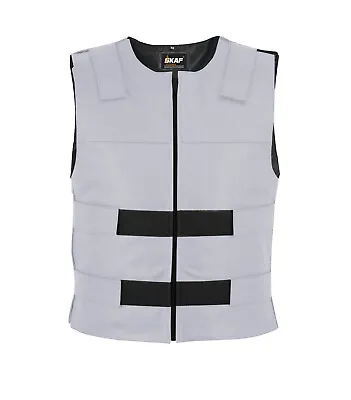 Men Bullet Proof Style Leather Motorcycle Vest Bikers Tactical Waistcoat White • $99.99