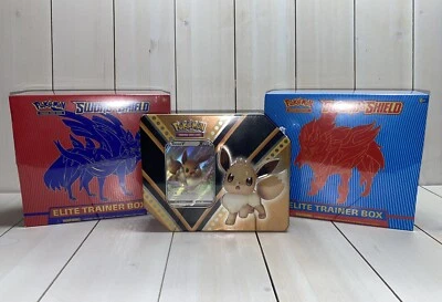 $175 • Buy Pokemon Sword & Shield TCG Elite Trainer Box Zamazenta And Zacian & V Tin Eevee