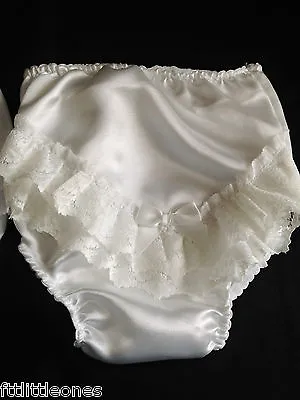 Little Baby Girls Lace Bow Satin Frilly Knickers/pants Christening/wedding/party • £5.59