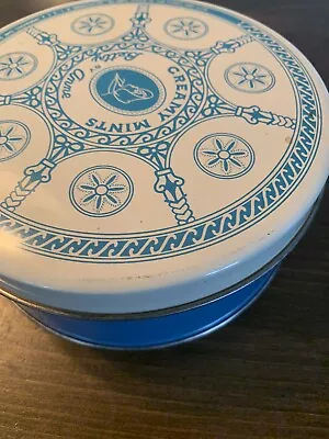 Creamy Mints By Betty Anne Blue Snowflake White Tin Kwatnez Candy Vtg 14 Oz 6” • $11