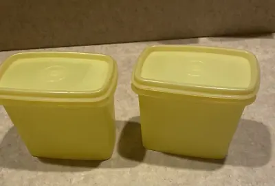 Set Of 2 Tupperware Vintage Shelf Saver Rectangle Small Container Yellow  1243 • $9