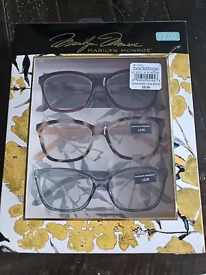 New In Box 3 Pairs Of Marilyn Monroe Designer Reading Glasses +2.00 Eyeglasses • $23.30