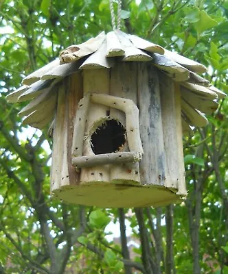 £27.99 • Buy Hand Made Carved Drift Wood Bird House 25 Cm Nest Nesting Garden Box