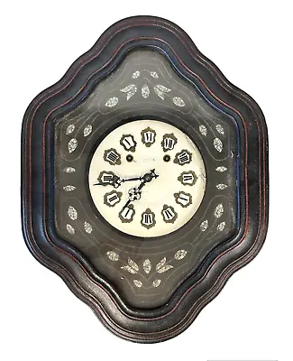 Antique Morbier Comtoise Clock Wood Mother Of Pearl Inlay Vineyard Clock • $150