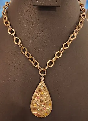 Vintage Sarah Coventry 1959 Sultana Teardrop Gold Tone Rhinestone Necklace • $19.99