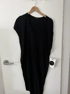 Bassike Boxy Tshirt Dress With Tail Black • $39