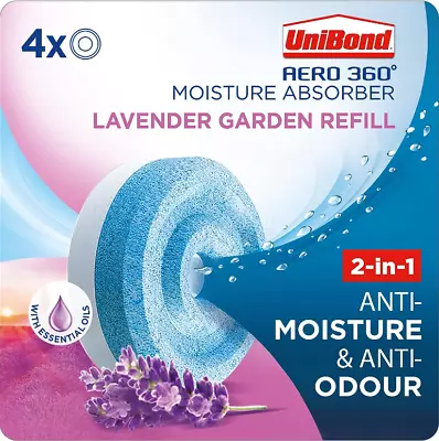 UniBond AERO 360°- Pack Of 4 X 450g Moisture Absorber Lavender Garden Refill Tab • £11.45