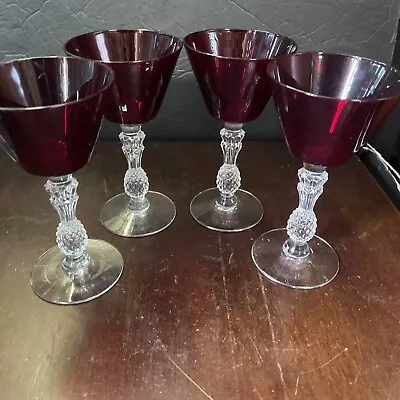 Vintage Morgantown Plantation Ruby Red Martini Cocktail Glass Set 4 Glasses  • $49.99