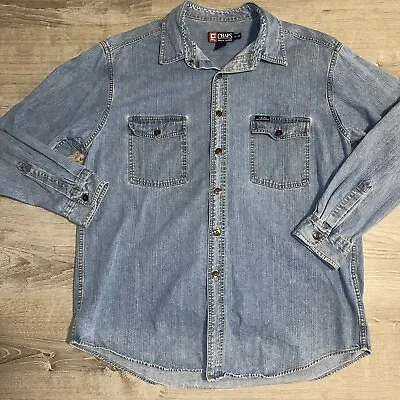 Vintage Chaps Ralph Lauren Button Down Denim Shirt Men's Size XL 100% Cotton • $24.99