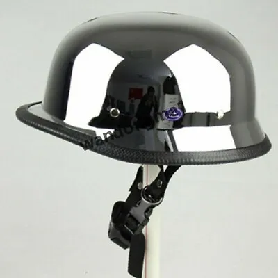 Black DOT German Street Bike Half Face Sport Helmet For Chopper Cruiser Biker • $68.11