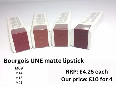 UNE By Bourjois Casual Matte Lipstick Rouge Demand Organic 4 Lipsticks • £7.50
