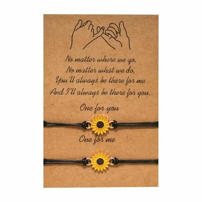 £0.70 • Buy 2Pcs/set Sunflower Daisy Bracelet Friendship Couples Adjustable Women Boho Gift