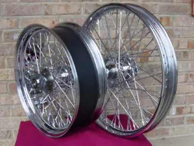 60 Spoke Wheel Set 21x2.15  & 18x5.5  Parts For Harley Chopper Custom 1986-99 • $429