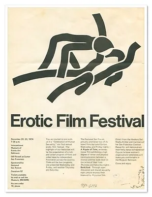 Erotic Film Festival 1974 Flyer San Francisco Laird Sutton Masha Archer Rasberry • $119.76