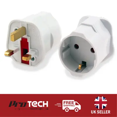 £5.34 • Buy UK Travel Adapter European Euro EU Schuko 2 Pin To UK 3 Pin Plug Adaptor Travel 