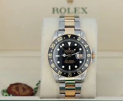 Rolex 16753 GMT-Master 18kt Yellow Gold & Stainless Steel Vintage 1985 Rare • $14895