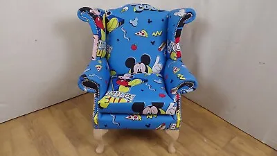 Child Size Queen Anne Style Chair In Mickey Mouse Theme Fabric • £170