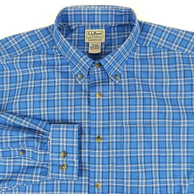 LL Bean Traditional Fit Plaid Twill Button Up Long Sleeve Shirt Mens Adult XL • $14.99