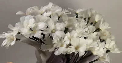 10 Stems Vtg Feather Flowers 1/2 -3/4  Blossoms Off-White +Lavender Leaves #2 • $11.50