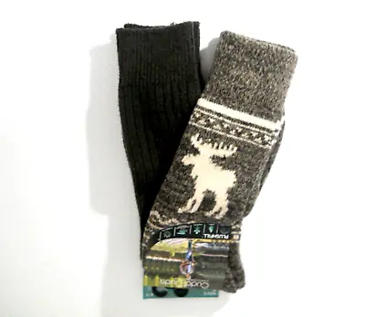 Cuddle Duds Warm Cozy Socks Moose (2 Pair)  Size 10-13 • $13.97