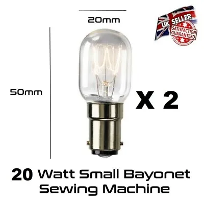 £4.70 • Buy 2 X 20w Sewing Machine Lamp Appliance Bulb Small Bayonet SBC B15 240v *UK Stock*
