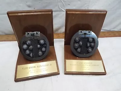 Pair Bookends Army Armament Command General Retirement Cannonball Bomb Cut Away • $149.99