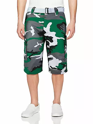 Men's Camo Cargo Military Army Multi Pocket Shorts With Belt • $34.64