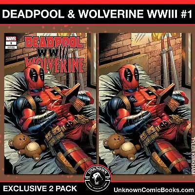 [2 Pack] Deadpool & Wolverine: Wwiii #1 Unknown Comics Tyler Kirkham Exclusive V • £26.54