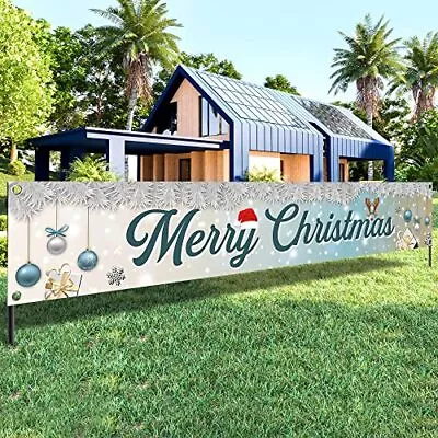  Merry Christmas Yard Banner - Large 120x20 Inch | Christmas Banner Outdoor  • $26.27