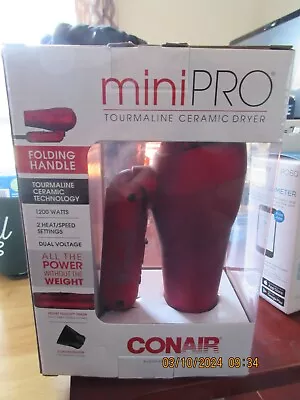 Conair Mini Pro Hair Dryer Folding Handle Tourmaline Ceramic Red - • $24.99