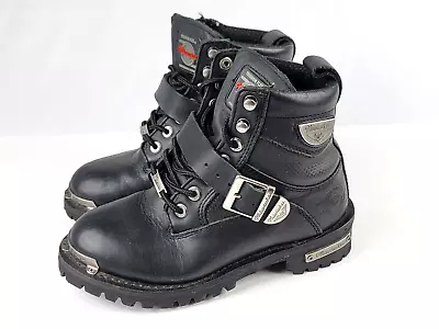 Milwaukee Freedom Flex Black Metal Boots Moto Biker Women’s Size 6 Very Good Con • $55.99