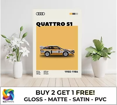 Audi Quattro S1 Classic Sports Car Large Poster Art Print Gift Multiple Sizes • £3.50