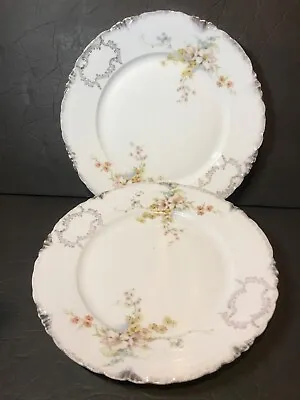 RC Versailles Germany 2 Dinner Plates Round Antique Floral Gold Trim 9 3/4” • $15.99