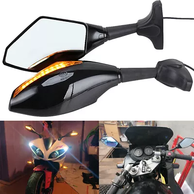 Rearview Mirrors LED Turn Signals For Yamaha YZF-R1 YZF600R FZ6R R6 R1 15-22 • $27.20