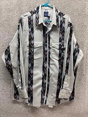 Vintage Wrangler Western Mens Shirt XXL 2XL Pearl Snap Shirt • $27