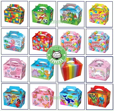 Childrens Party Food Boxes Loot Lunch Cardboard Kids Happy Birthday Girls Boys • £3.99