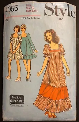 Vintage Sewing Pattern Style 4055 70s Long Dress Frill Tier 2 Lengths Cut Sz 10 • £2.50