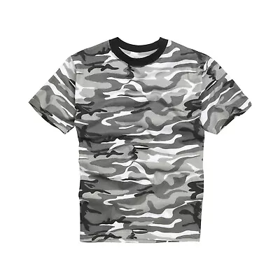 Army T Shirt US Combat Military Tactical Style Short Sleeve Top Urban Snow Camo • £9.99