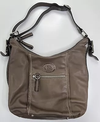 Giani Bernini Shoulder Bag Taupe Leather Utility Zip Adjustable Bottom Stud • $30