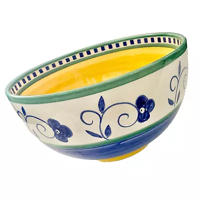 LARGE Deep Serving Salad Bowl PORTUGAL Mikasa Firenze Bf110 Blue Yellow Green • $49