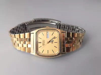 Seiko SQ 8123-5270 Mens Watch Day Date AO Gold Colour Case Working Needs A Crown • £118.85