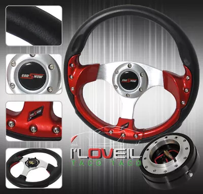 320mm 6-Bolt Hole Steering Wheel W/ 1.5  Black Quick Release & Jdm Horn Button • $47.99