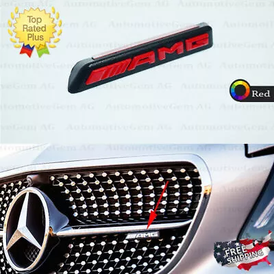 AMG Front Grille Emblem Radiator Diamond Grille Red Badge Mercedes C43 E43 E53 • $17.99