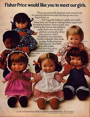 1974 Fisher-Price Toys Soft Huggable Dolls Vintage Print Ad Mary Jenny Baby Ann • $9.95