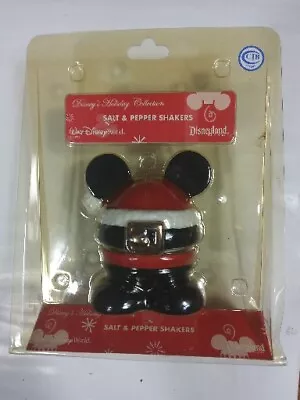 Disney Parks Mickey Mouse Santa Belt Salt And Pepper Shakers RETIRED NEW • $21.99