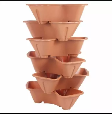 6 X Strawberry Planter Trio Stacking Stackable Outdoor Garden Plastic Plant Pot • £12