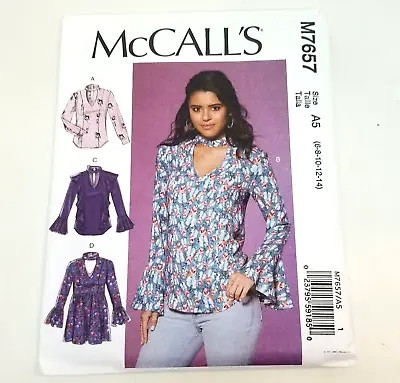 McCalls Sewing Pattern M7657 Sizes 6 -14 Misses Tops And Tunic UNCUT • $10.95