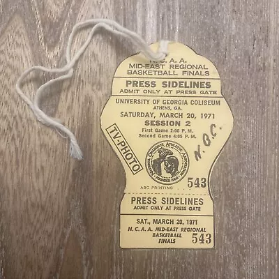 1971 NCAA Basketball Press Media Pass Mid-east Final Ohio State Western Kentucky • $9.99