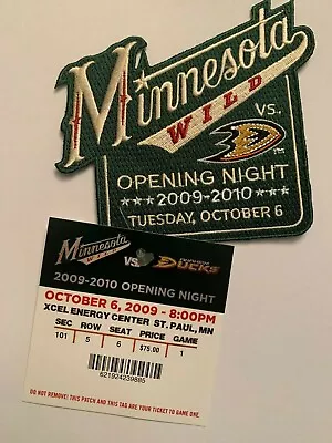 RARE Anaheim Ducks @ Minnesota Wild 2009 NHL Ticket Stub Home Opener And Patch! • $39.99