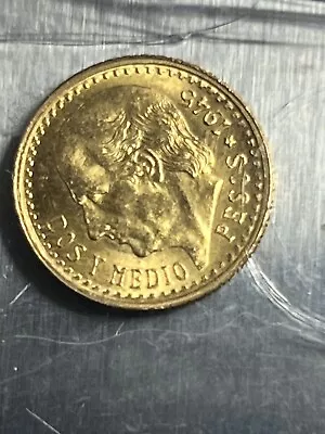1945  2.5 Pesos Gold ( De Oro .900 )Mexico Ms BU • $260